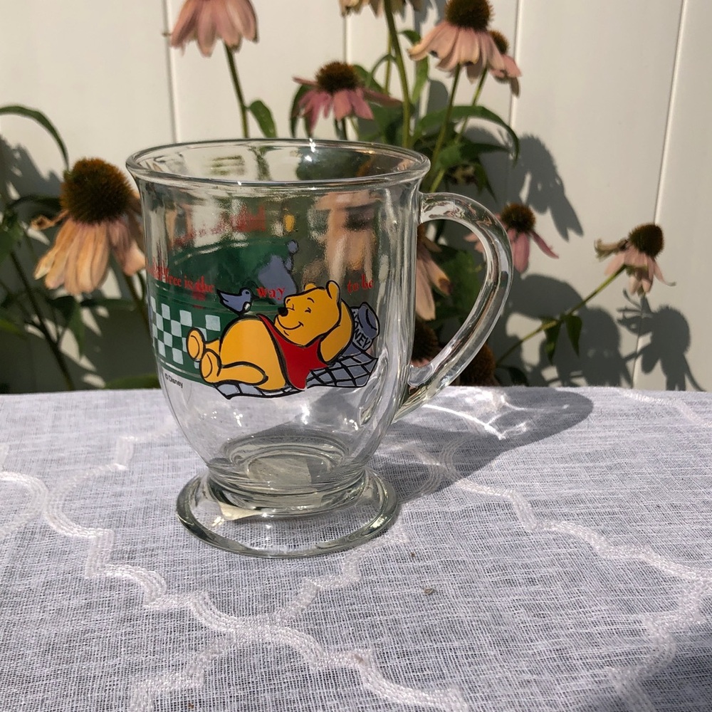 Vintage DISNEY WINNIE THE POOH Anchor Hocking coffee mug whimsical